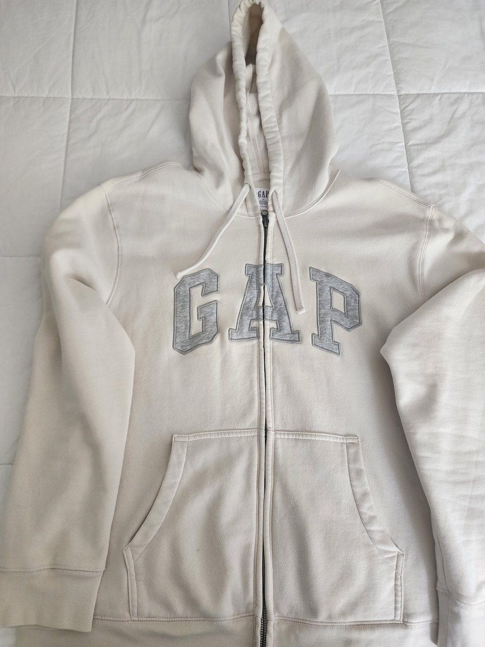 GAP Men's Cream Full-Zip Hoodie Jacket